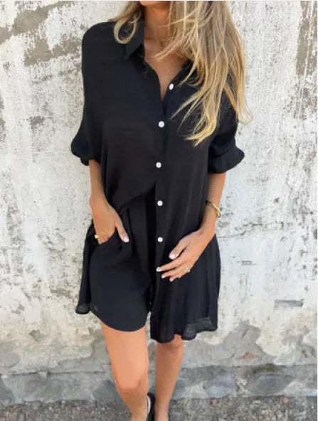 Casual 2-Piece Shirt & Shorts Set