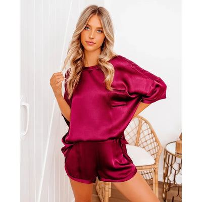 Silk Short-Sleeve Pajama Set