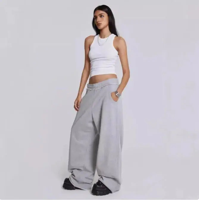 Gray Casual Pants Sweatpants Male And Female Personality Street