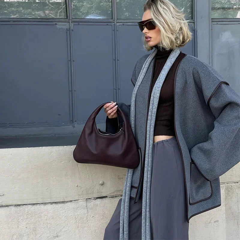 Overlapping Tie Belt Coat