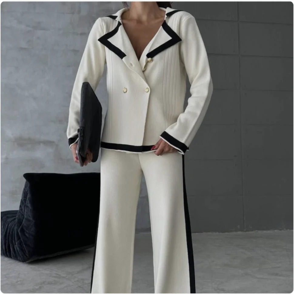 Women's Knitted Wide-Leg Pants Set