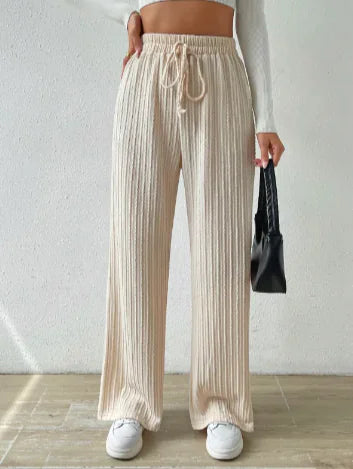 Knotted Waist Wide-Leg Knit Pants