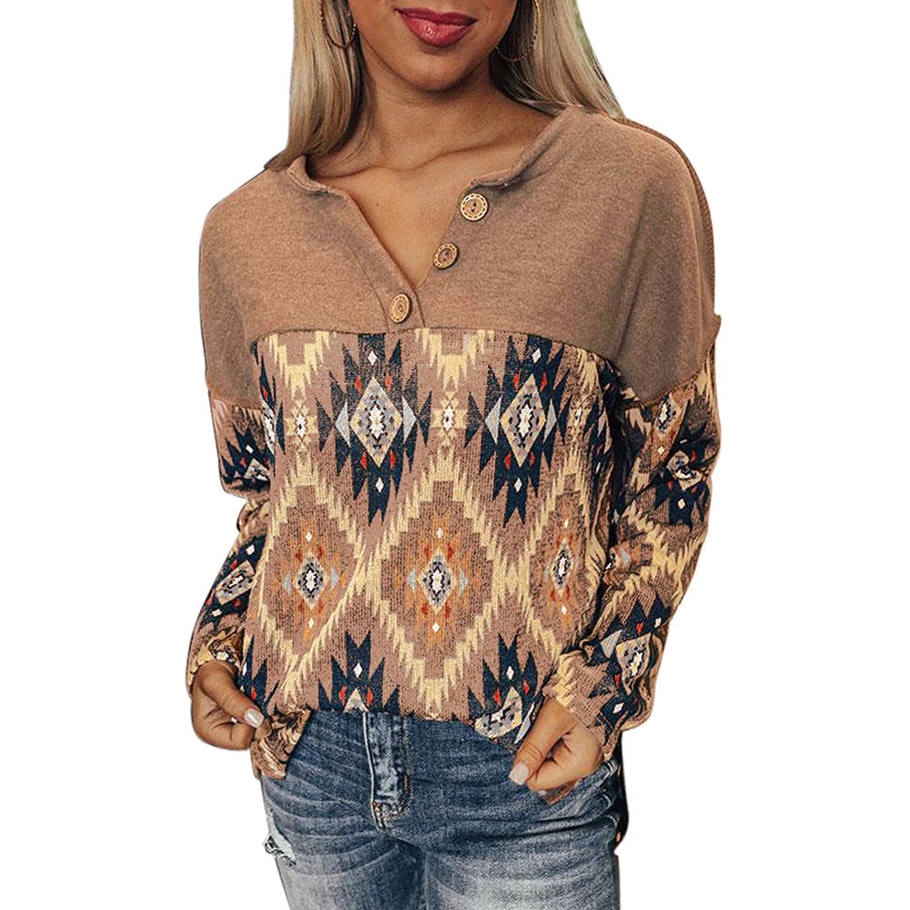 Ethnic Style Long Sleeve T-shirt