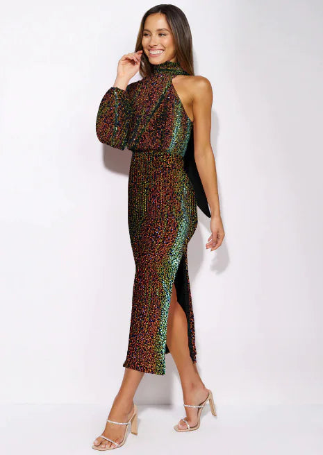 Women's Sequin Beaded Scarf Dress