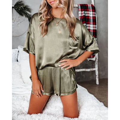 Silk Short-Sleeve Pajama Set