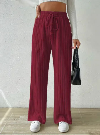 Knotted Waist Wide-Leg Knit Pants