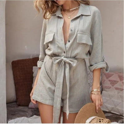 Casual Loose Cotton And Linen Jumpsuit