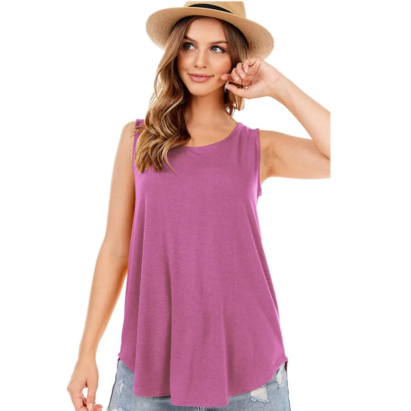 Round Neck Solid Color Vest