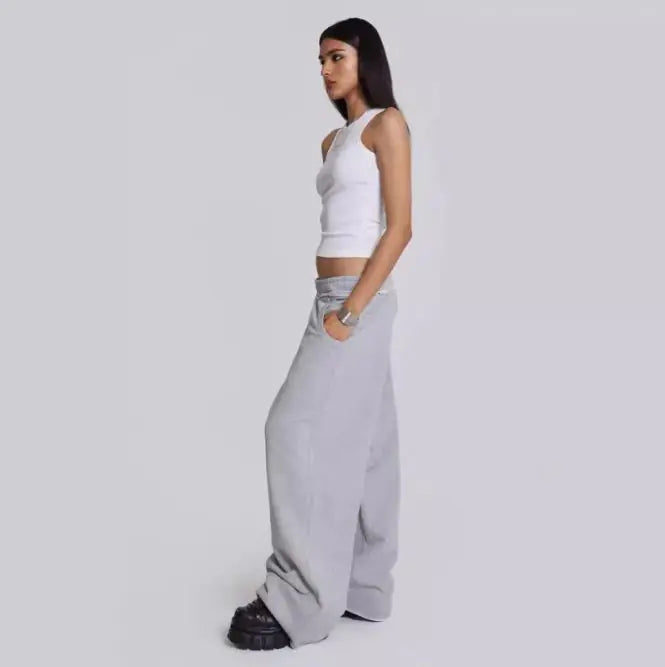 Gray Casual Pants Sweatpants Male And Female Personality Street