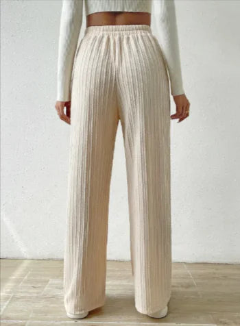 Knotted Waist Wide-Leg Knit Pants