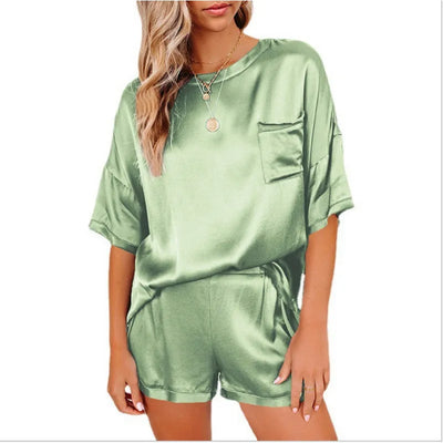 Silk Short-Sleeve Pajama Set