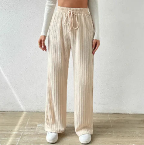 Knotted Waist Wide-Leg Knit Pants